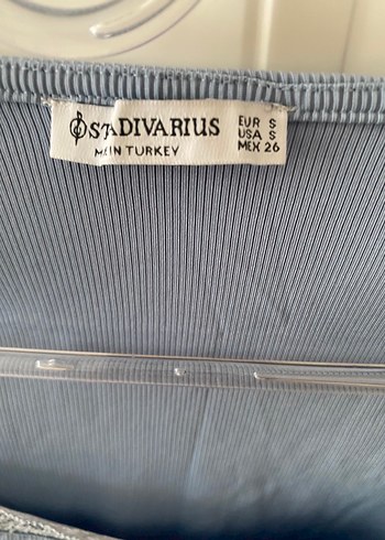 Mavi Dantel Detaylı Uzun Kollu Straplez Bluz - Görsel 4