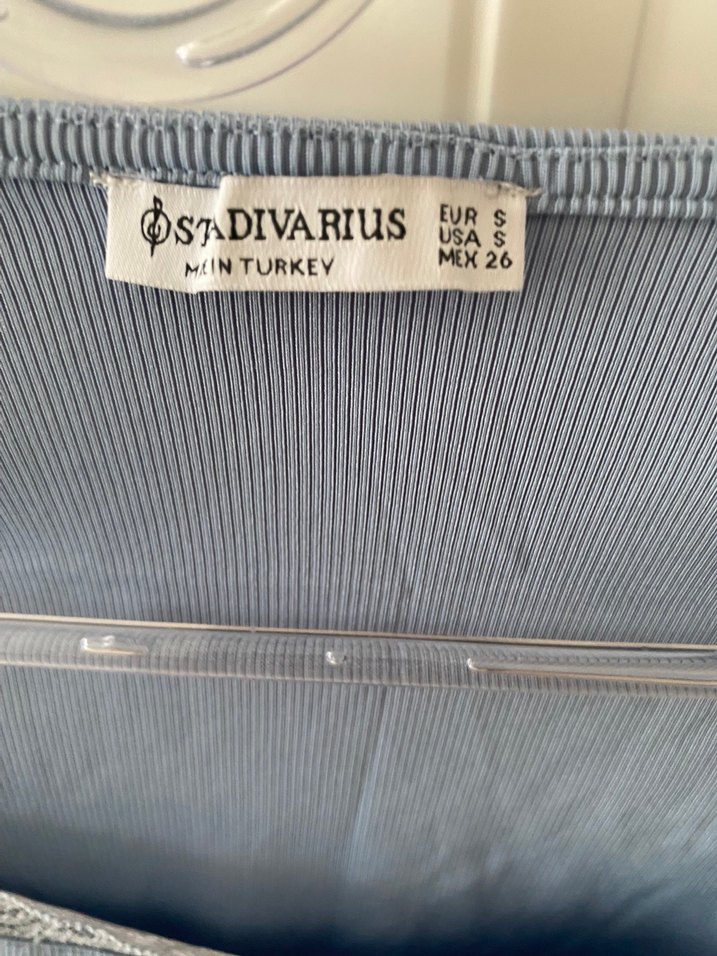 Mavi Dantel Detaylı Uzun Kollu Straplez Bluz - Görsel 4