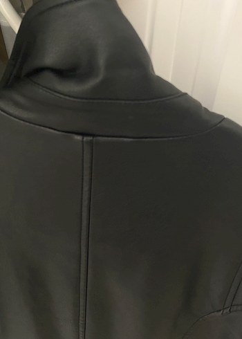 Mavi Siyah Deri Biker Ceket - Görsel 5