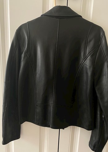 Mavi Siyah Deri Biker Ceket - Görsel 3