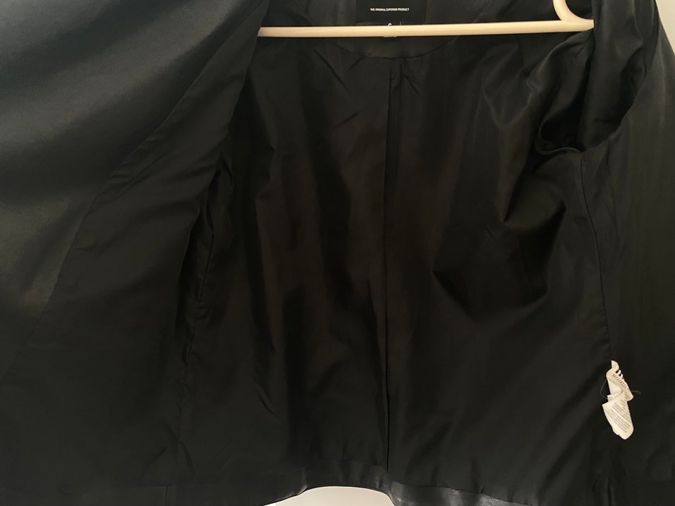 Mavi Siyah Deri Biker Ceket - Görsel 4