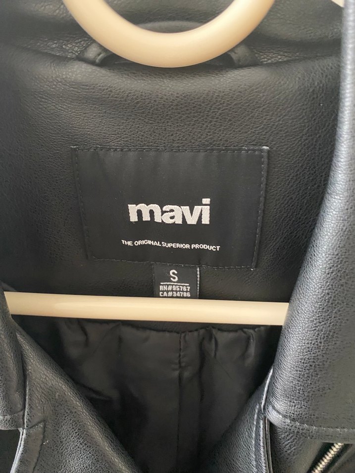 Mavi Siyah Deri Biker Ceket - Görsel 2