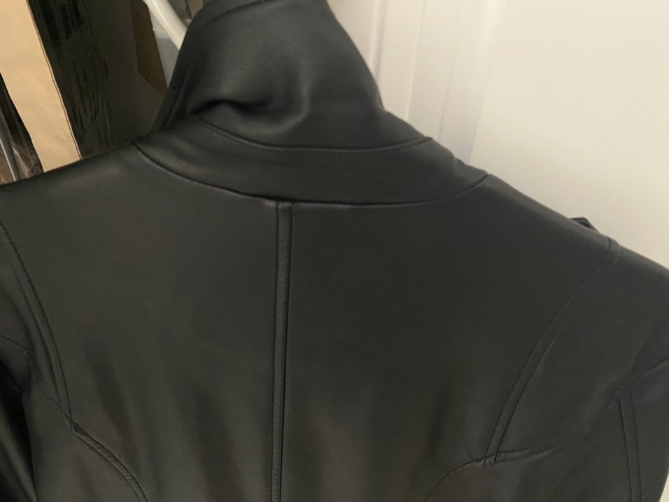 Mavi Siyah Deri Biker Ceket - Görsel 5