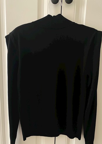 Yüksek Yaka Siyah Vatkalı Kadın Triko - Görsel 2