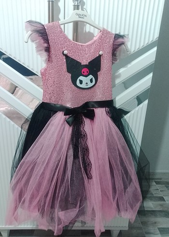 9 Yaş Beden Kız Çocuk Pembe Gotik Dantel Elbise