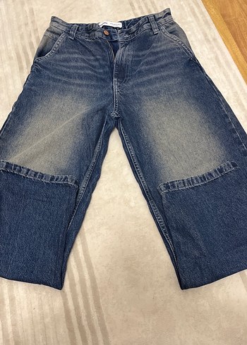 Gri Yıkamalı Rahat Kesim Kadın Kot Pantolon - Görsel 5