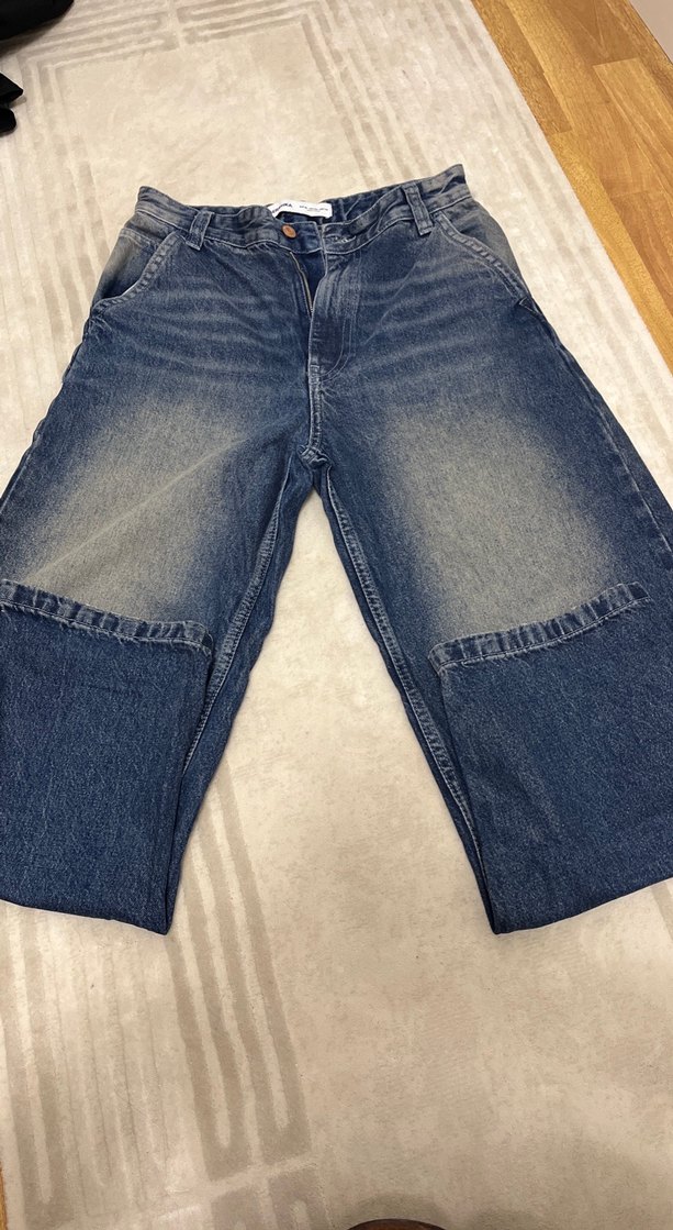 Gri Yıkamalı Rahat Kesim Kadın Kot Pantolon - Görsel 5