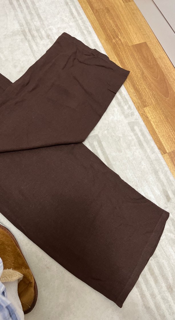 Kadın Kahverengi Keten Bol Kesim Pantolon - Görsel 5