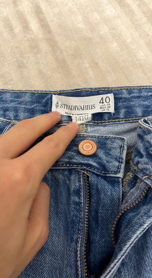 Kadın Mavi Denim Bol Kesim Midi Kot Pantolon - Görsel 2