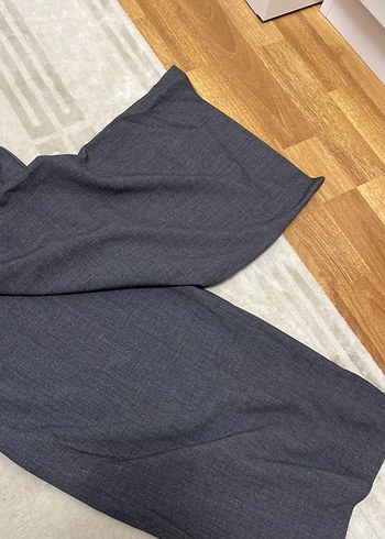 Gri Regular Fit Keten Kumaş Kadın Pantolon - Görsel 4