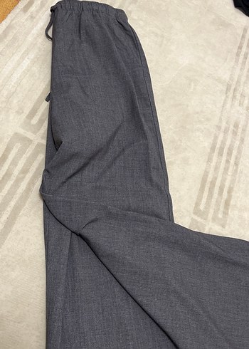 Gri Regular Fit Keten Kumaş Kadın Pantolon - Görsel 5