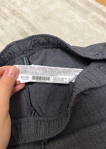 Gri Regular Fit Keten Kumaş Kadın Pantolon - Görsel 3