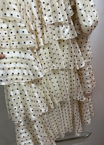 Uzun Kollu Puantiyeli Midi Bohem Kadın Elbise - Görsel 6