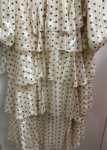 Uzun Kollu Puantiyeli Midi Bohem Kadın Elbise - Görsel 2