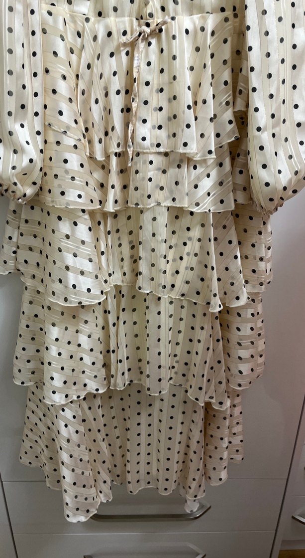 Uzun Kollu Puantiyeli Midi Bohem Kadın Elbise - Görsel 2