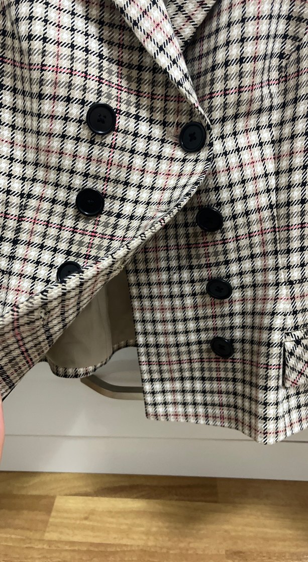 Bej Ekose Desenli Kadın Blazer Ceket - Görsel 4