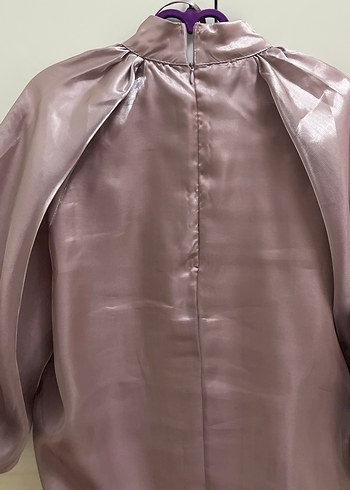 Mor Parlak Saten Bluz - Görsel 6