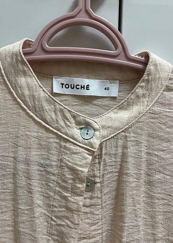 Bej Düğmeli Keten Midi Tunik - Görsel 2