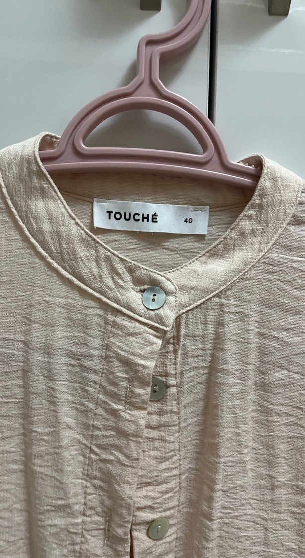 Bej Düğmeli Keten Midi Tunik - Görsel 2