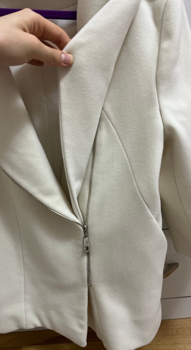 Beyaz Midi Hamile Kabanı Fermuarlı - Görsel 4