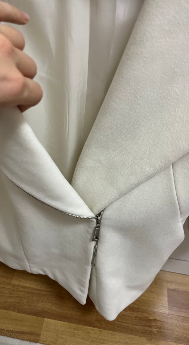 Beyaz Midi Hamile Kabanı Fermuarlı - Görsel 3