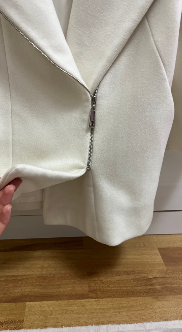 Beyaz Midi Hamile Kabanı Fermuarlı - Görsel 2