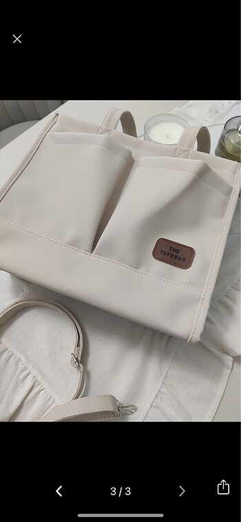 Beden Bej kanvas the tote bag askılı kol çanta