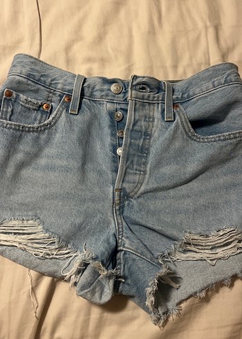 Levis Yuksek Bel Acik Mavi Denim Sort
