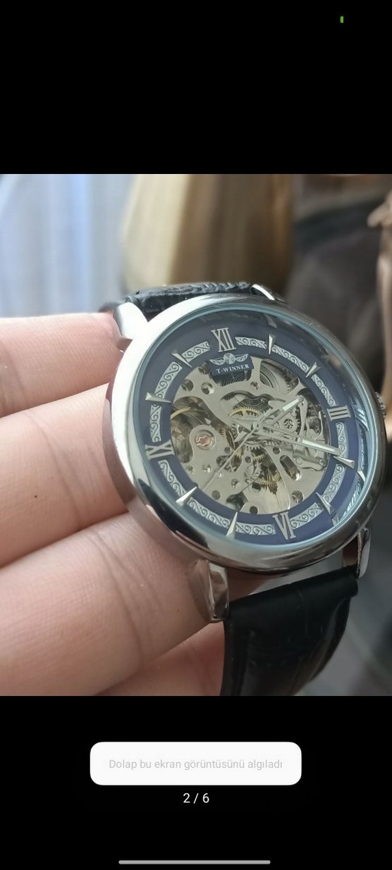 Klasik Biker Siyah Mekanik Erkek Saat - Görsel 2