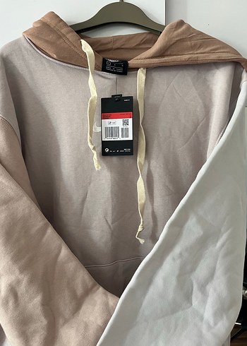 Kadın Bej Gri Kapüşonlu Fermuarlı Sweatshirt