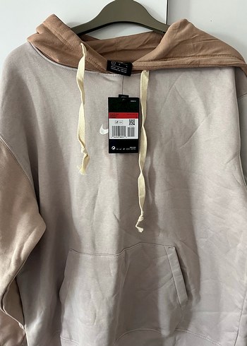 Nike Kadın Bej Gri Kapüşonlu Fermuarlı Sweatshirt