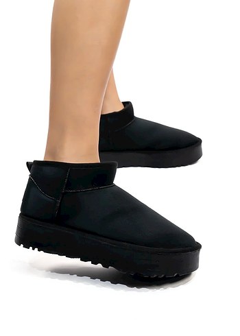 Ugg Platform Topuklu Siyah Kadın Bot