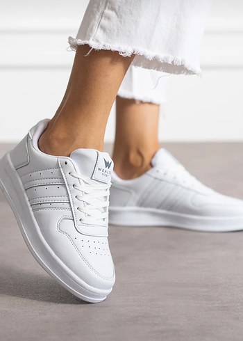38 Beden beyaz Renk Beyaz Bağcıklı Stiletto Topuklu Kadın Spor Ayakkabı