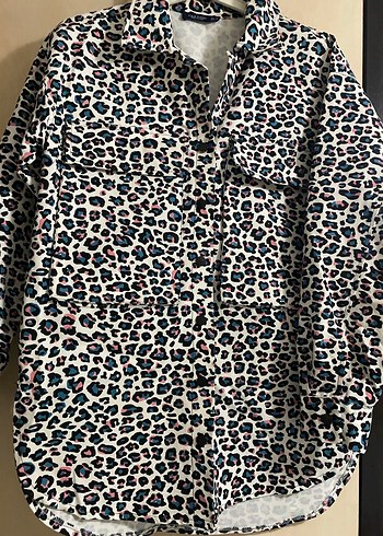 Leopar Desenli Uzun Kollu Salaş Kadın tunik - Görsel 2