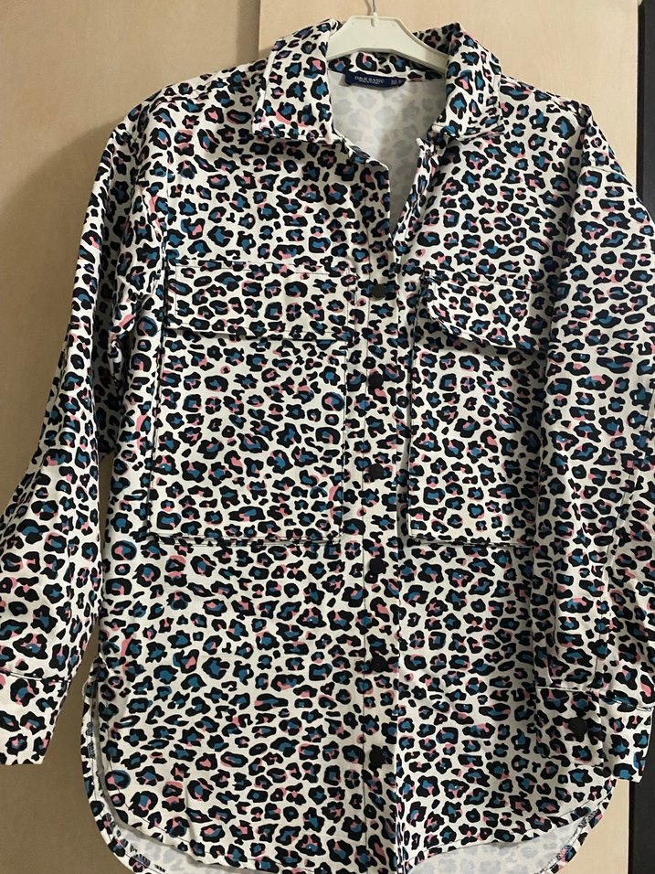 Leopar Desenli Uzun Kollu Salaş Kadın tunik - Görsel 3