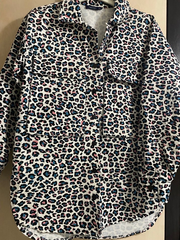Leopar Desenli Uzun Kollu Salaş Kadın tunik - Görsel 2