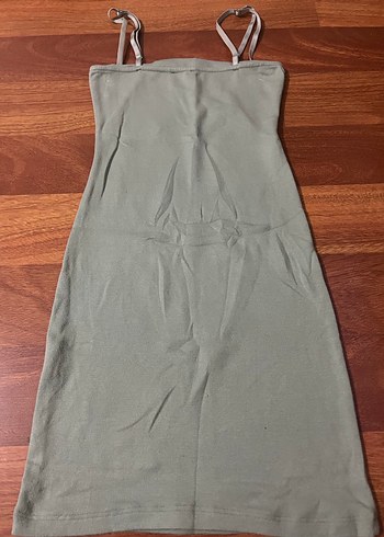 Bej Midi Askılı Kadın Elbise - Görsel 2