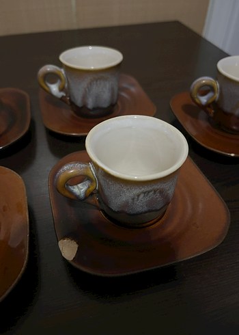 Kahverengi Seramik 5'li Fincan Takımı - Görsel 3