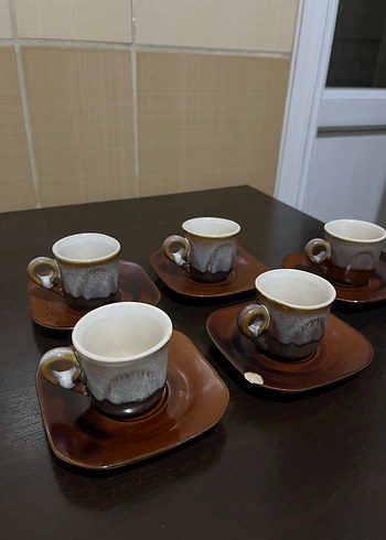 Kahverengi Seramik 5'li Fincan Takımı - Görsel 2