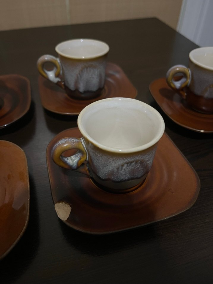 Kahverengi Seramik 5'li Fincan Takımı - Görsel 3