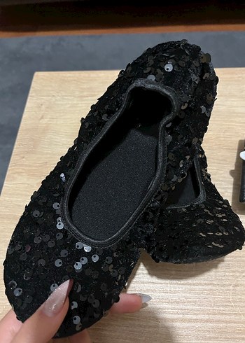 Kız Çocuk Siyah Payetli Babet Ayakkabı Ev Ayakkabı - Görsel 3