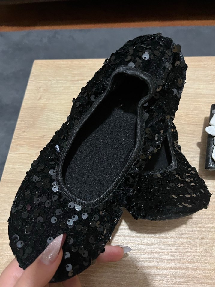 Kız Çocuk Siyah Payetli Babet Ayakkabı Ev Ayakkabı - Görsel 3