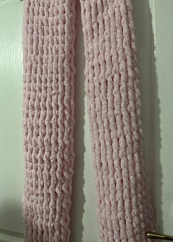 Pembe Örgü Kadın Şal - Görsel 2