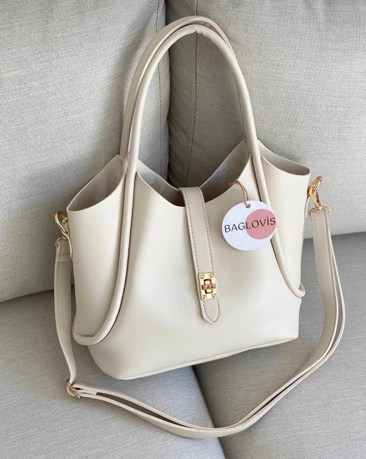 Beyaz Deri Kadın Çanta - BAGLOViS - Görsel 2