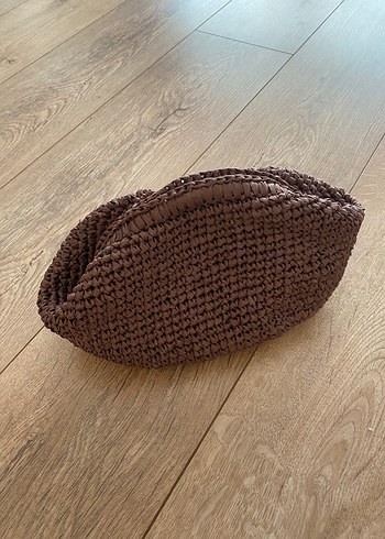 Mango Bohem Hasır Örgü Kahverengi Kadın Portföy Clutch Çanta