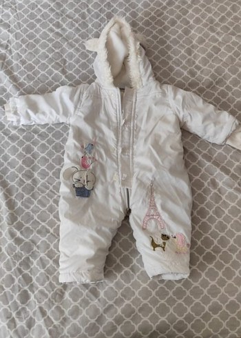 Beyaz Nakışlı Bebek Kışlık Tulumu - Görsel 2