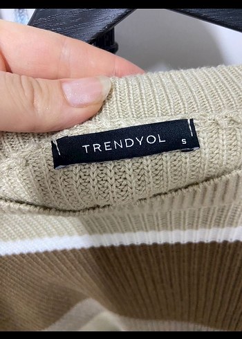 Kadın Çizgili Kahverengi Örgü Kazak - Görsel 2