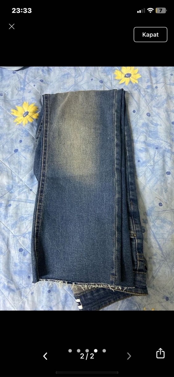 Lacivert Salaş Kesim Midi Boy Kadın Kot Pantolon - Görsel 2