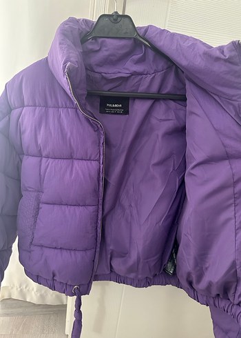 Mor Kışlık Kadın Mont fermuarlı - Görsel 3