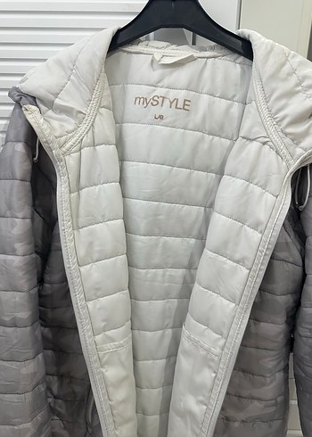 Gri Kamuflaj Desenli Fermuarlı Kadın Mont - Görsel 5